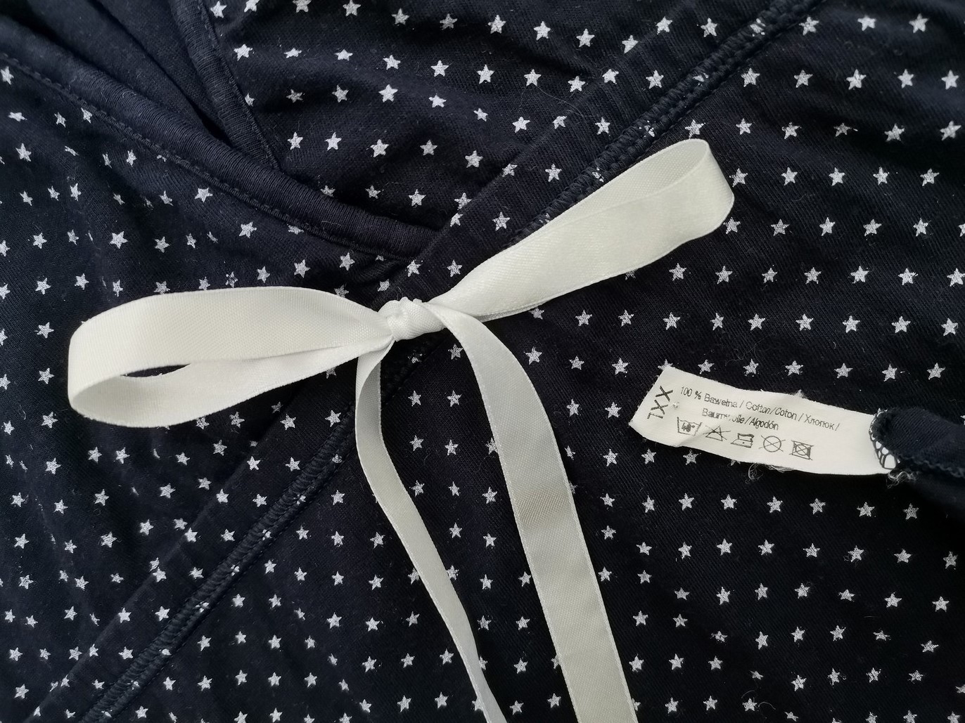 Italian Fashion Rozmiar XXL Kolor Granatowy Okrągły dekolt Sukienka Prostokątna Krótki rękaw Midi Materiał Bawełna 100%