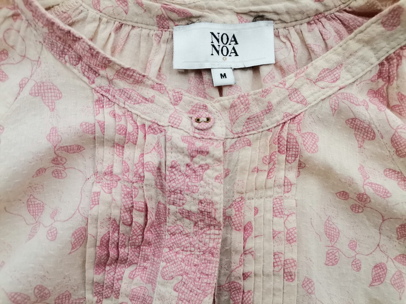 Noa noa Rozmiar M Kolor Kremowy Kołnierz Tunika Popover Bluzka Długi rękaw Materiał Bawełna 100%