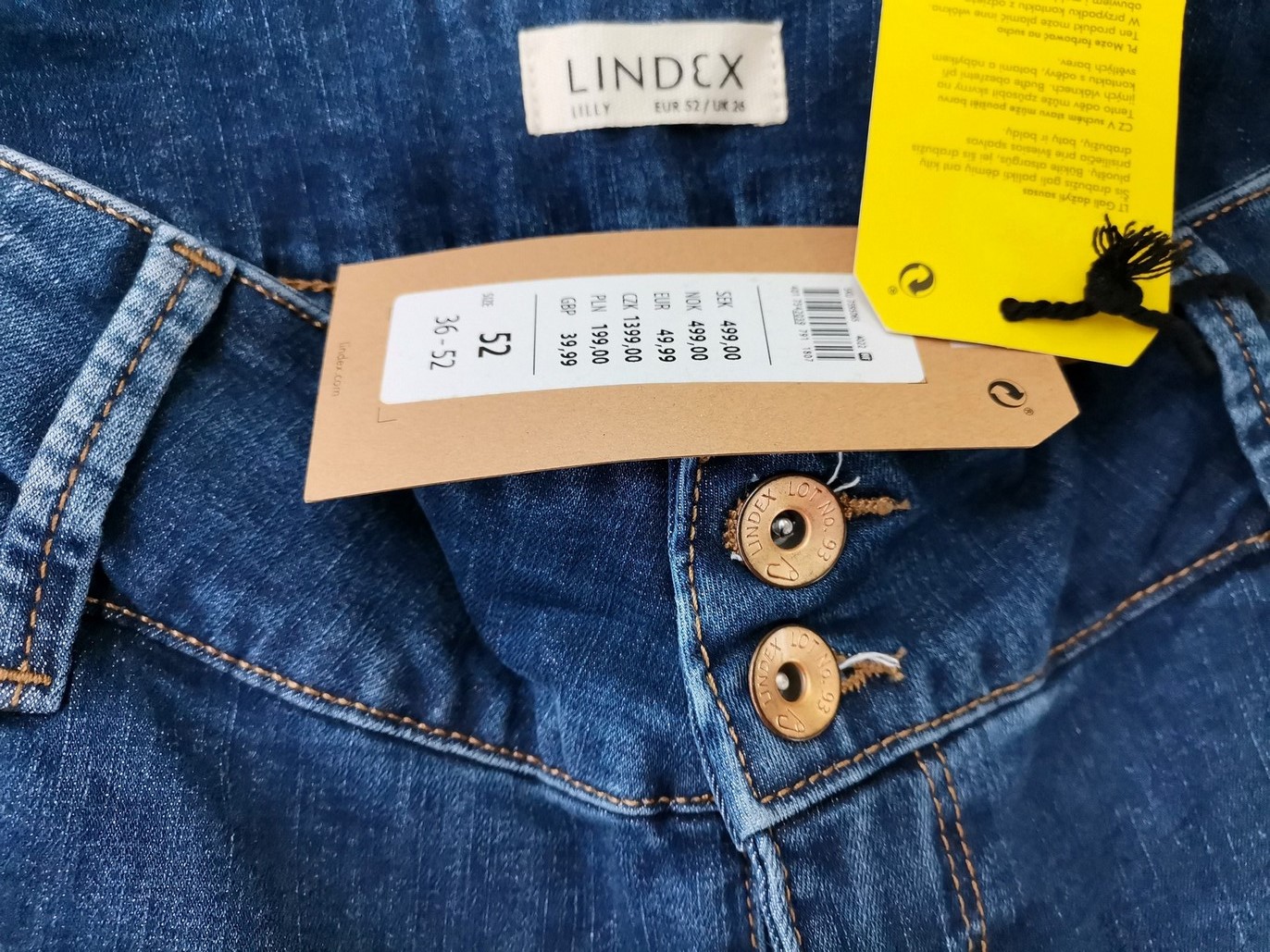 Lindex Rozmiar 26 (52) Kolor Niebieski Spodnie Jeansy Krótki rękaw Materiał Bawełna