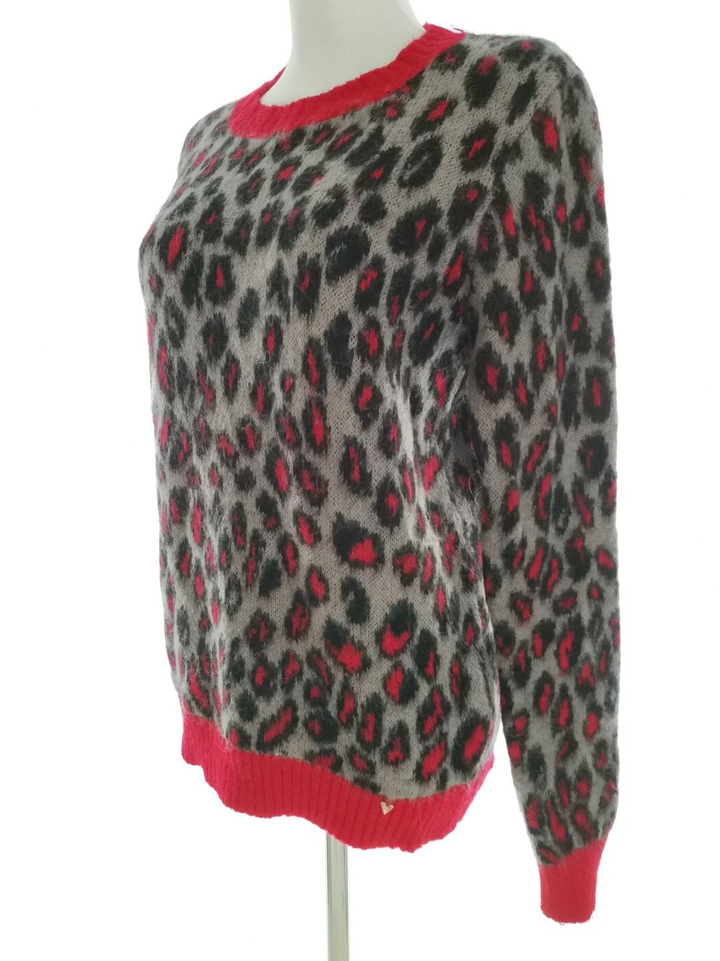 IMG_20220413_122140.jpg Guess Rozmiar M Kolor Szary Panterka Crew Neck Sweter Długi rękaw Gruba dzianina