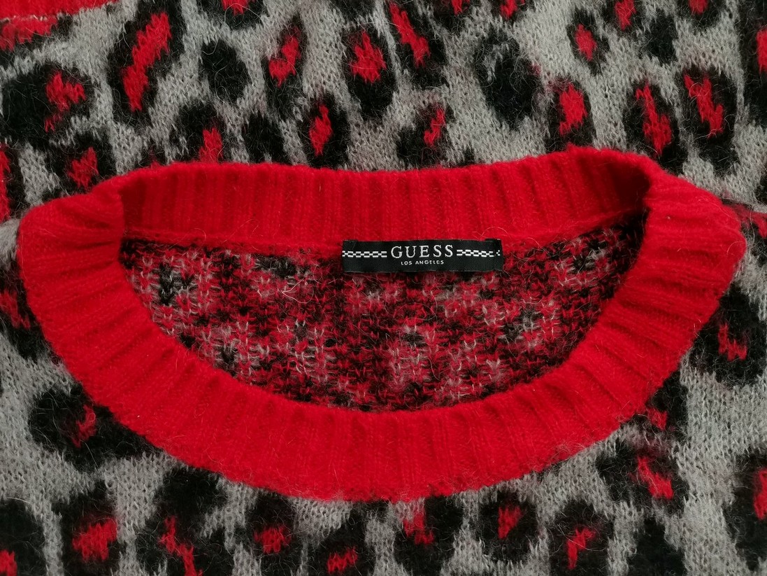 IMG_20220413_122154.jpg Guess Rozmiar M Kolor Szary Panterka Crew Neck Sweter Długi rękaw Gruba dzianina