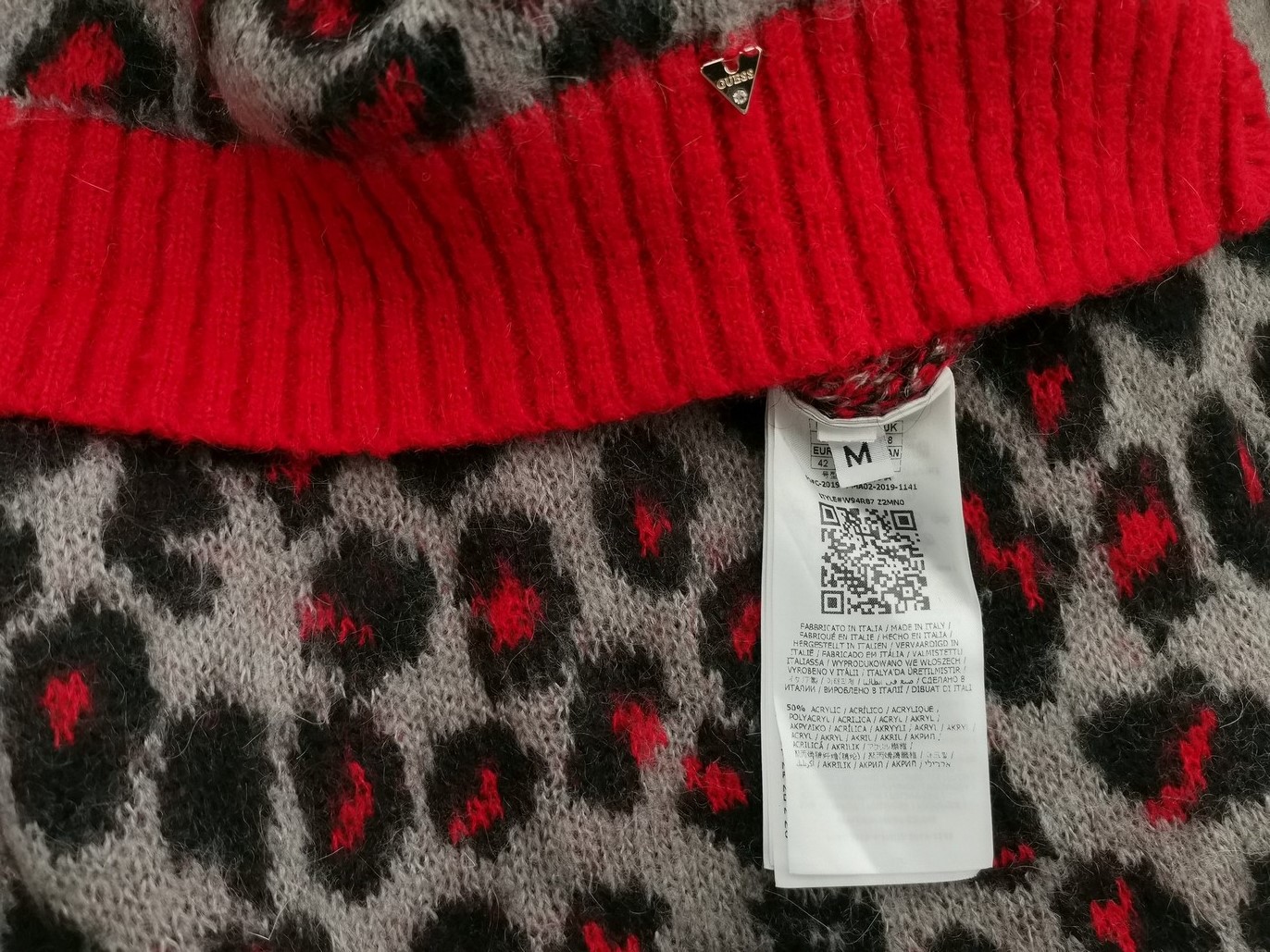 IMG_20220413_122210.jpg Guess Rozmiar M Kolor Szary Panterka Crew Neck Sweter Długi rękaw Gruba dzianina