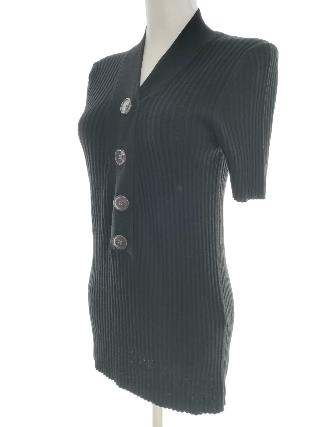 Karen MILLEN Rozmiar XS/S Kolor Czarny W serek Tunika Bluzka Dzianina Krótki rękaw Materiał Wiskoza Karen MILLEN Rozmiar XS/S Kolor Czarny W serek Tunika Bluzka Dzianina Krótki rękaw Materiał Wiskoza