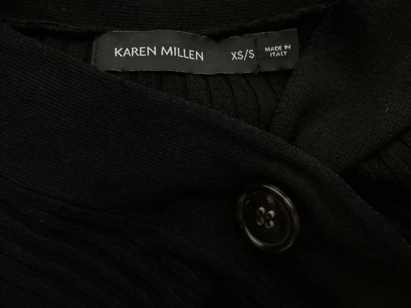 Karen MILLEN Rozmiar XS/S Kolor Czarny W serek Tunika Bluzka Dzianina Krótki rękaw Materiał Wiskoza Karen MILLEN Rozmiar XS/S Kolor Czarny W serek Tunika Bluzka Dzianina Krótki rękaw Materiał Wiskoza