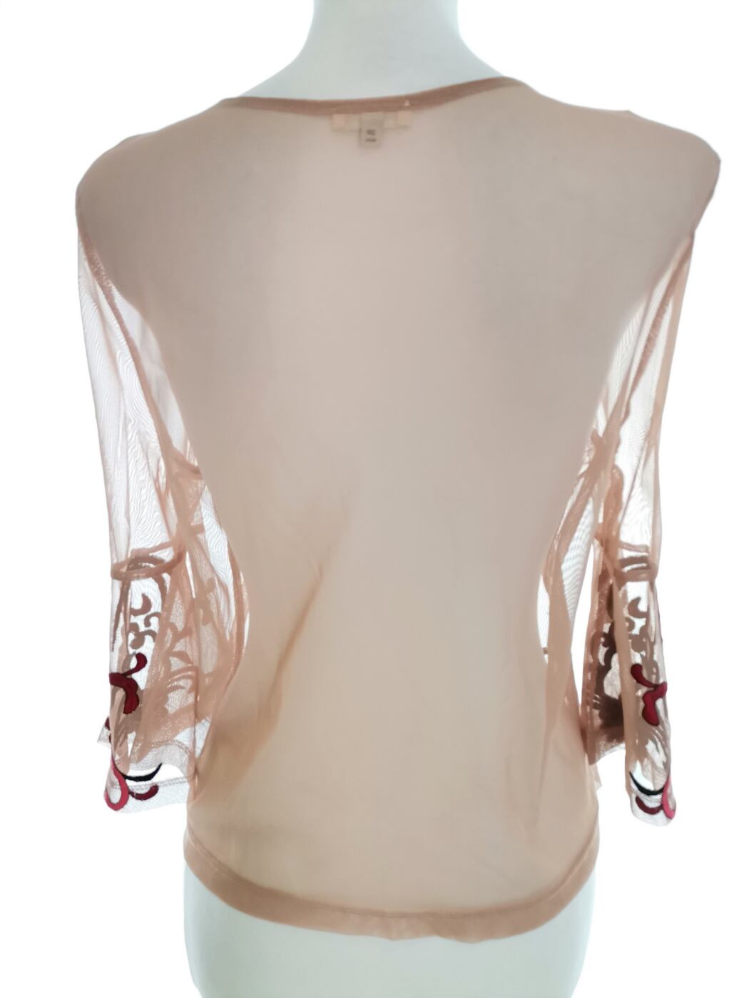 River island Rozmiar 10 (36) Kolor Pudrowy Róż Crew Neck Bluzka Rękaw 3/4
