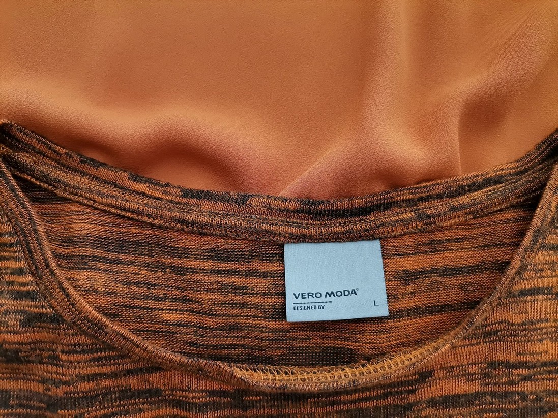 Vero moda Rozmiar L Kolor Pomarańczowy Okrągły dekolt Tunika Bluzka Krótki rękaw Materiał Bawełna 100%