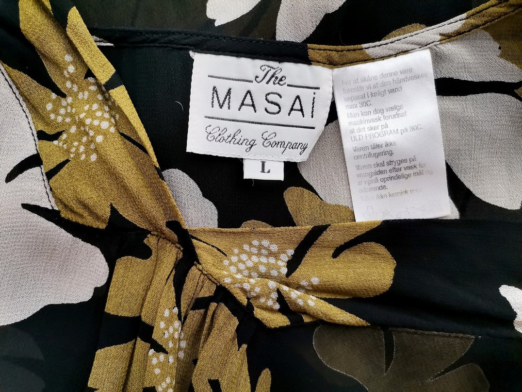 The Masai Rozmiar L Kolor Czarny W serek Tunika Bluzka Długi rękaw Materiał Wiskoza 100% The Masai Rozmiar L Kolor Czarny W serek Tunika Bluzka Długi rękaw Materiał Wiskoza 100%