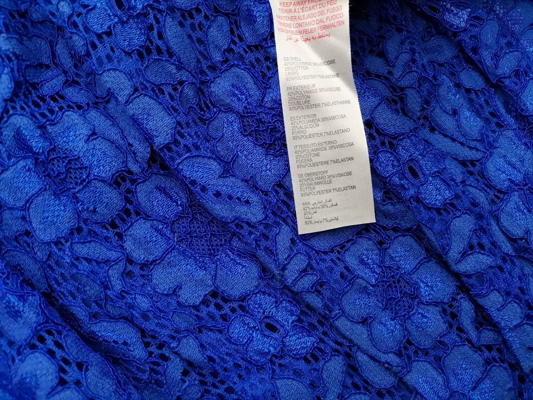 Vintage Rozmiar 34/36 Kolor Niebieski Kołnierz Sukienka A-Line Krótki rękaw Do Kolan Vintage Rozmiar 34/36 Kolor Niebieski Kołnierz Sukienka A-Line Krótki rękaw Do Kolan
