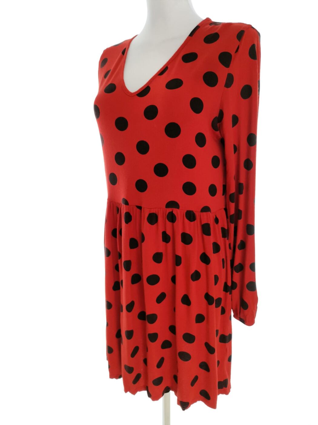 Boohoo Rozmiar 12 (40) Kolor Pomarańczowy Grochy W serek Sukienka Sheath Długi rękaw Do Kolan Boohoo Rozmiar 12 (40) Kolor Pomarańczowy Grochy W serek Sukienka Sheath Długi rękaw Do Kolan