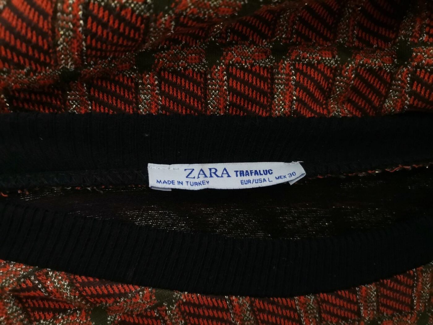 Zara Rozmiar L Kolor Pomarańczowy Krata Okrągły dekolt Sukienka Sweterkowa Krótki rękaw Do Kolan Zara Rozmiar L Kolor Pomarańczowy Krata Okrągły dekolt Sukienka Sweterkowa Krótki rękaw Do Kolan