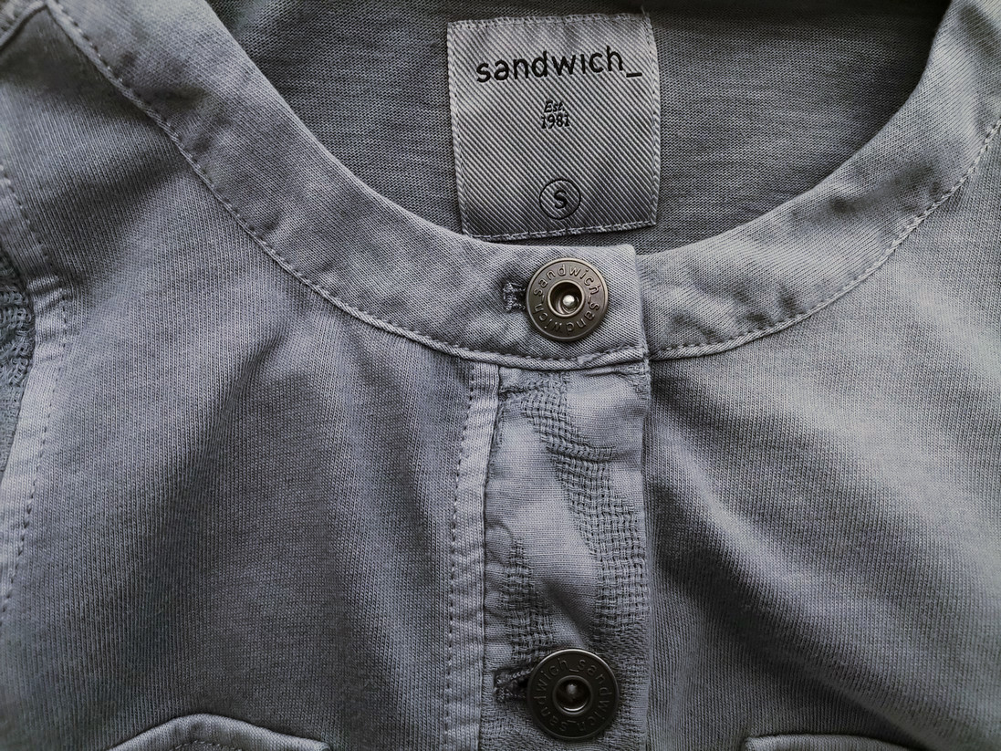 Sandwich Rozmiar S Kolor Niebieski Crew Neck Bluzka Zapinana Długi rękaw Materiał Bawełna 100%