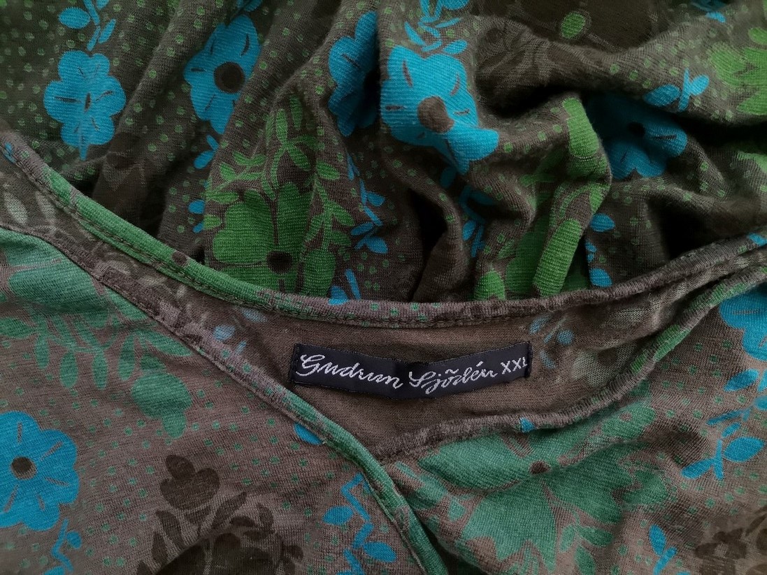 Gudrun Sjödén Rozmiar XXL Kolor Khaki W serek Sukienka Zawijana Rękaw 3/4 Midi Materiał Wiskoza Gudrun Sjödén Rozmiar XXL Kolor Khaki W serek Sukienka Zawijana Rękaw 3/4 Midi Materiał Wiskoza