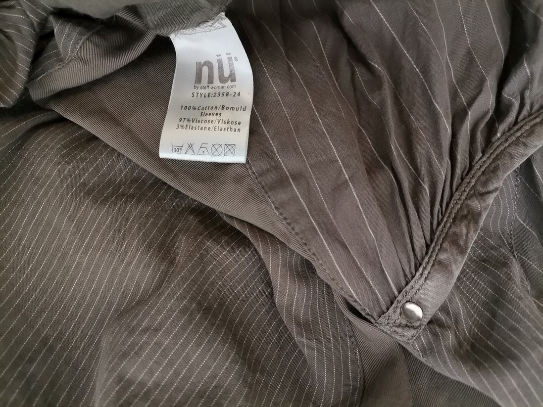 Nu by staff Rozmiar M Kolor Szary Pasy W łódkę Sukienka Prostokątna Długi rękaw Midi Materiał Bawełna 100% Nu by staff Rozmiar M Kolor Szary Pasy W łódkę Sukienka Prostokątna Długi rękaw Midi Materiał Bawełna 100%