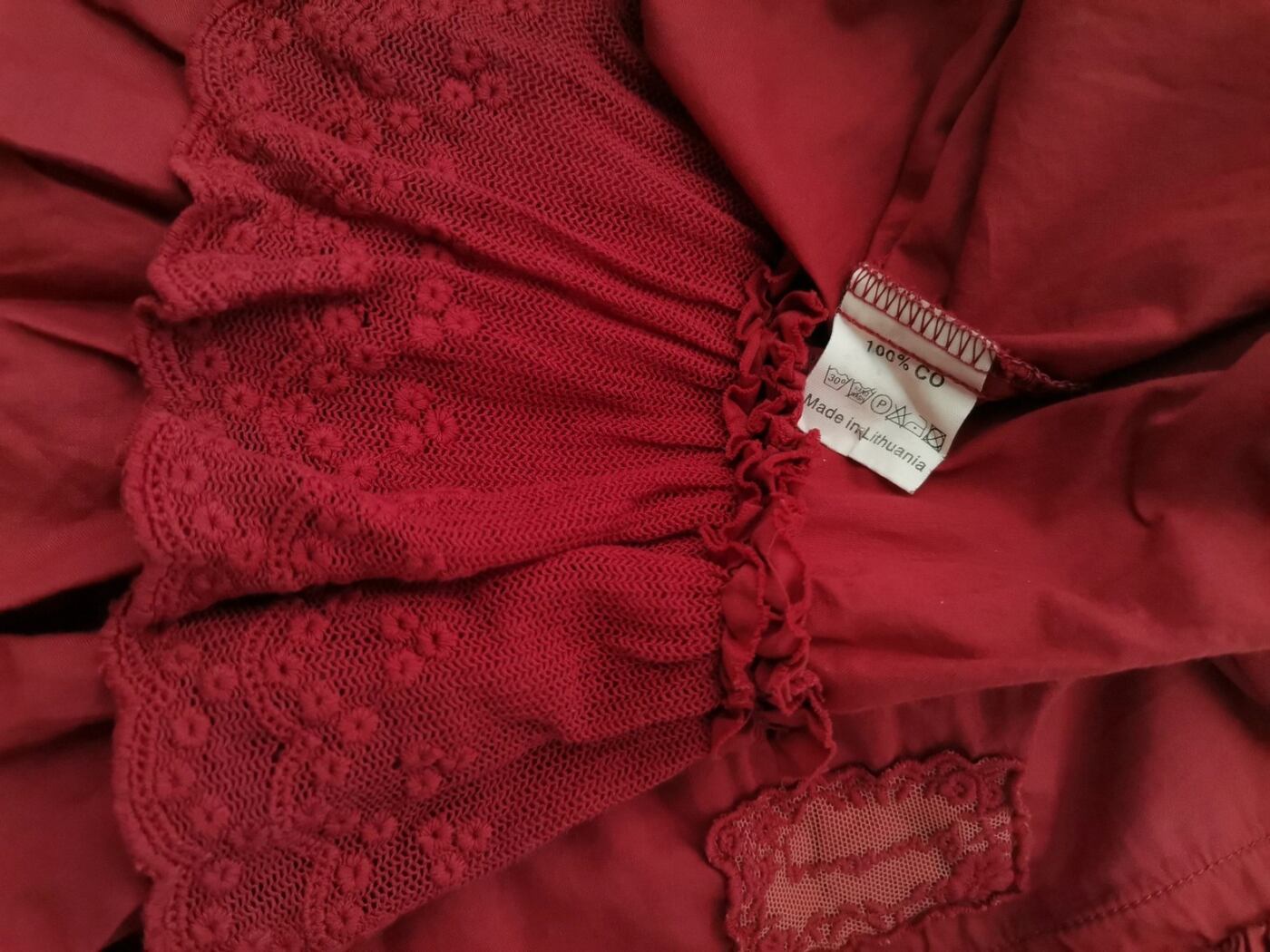 BRANTING Rozmiar XL Kolor Bordowy Keyhole Crew Neck Sukienka A-Line Rękaw 3/4 Do Kolan Materiał Bawełna 100% BRANTING Rozmiar XL Kolor Bordowy Keyhole Crew Neck Sukienka A-Line Rękaw 3/4 Do Kolan Materiał Bawełna 100%