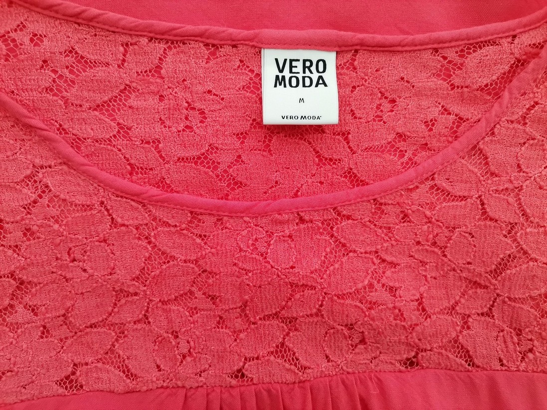 Vero moda Rozmiar M Kolor Różowy Okrągły dekolt Bluzka Rękaw 3/4 Materiał Wiskoza 100%