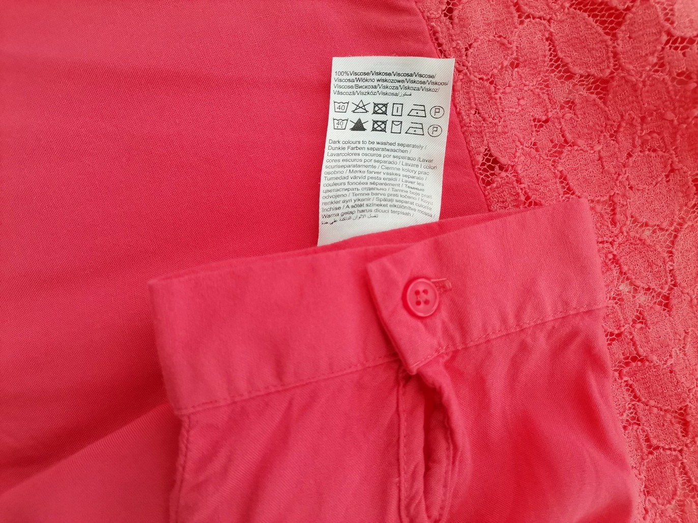 Vero moda Rozmiar M Kolor Różowy Okrągły dekolt Bluzka Rękaw 3/4 Materiał Wiskoza 100%