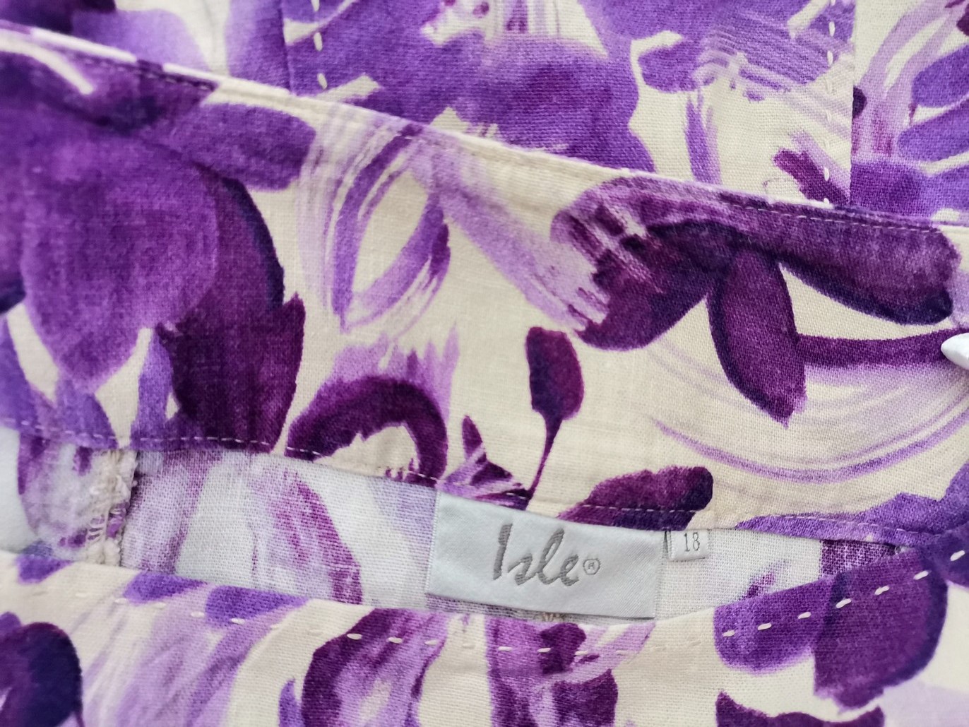 Isle Rozmiar 18 (46) Kolor Fioletowy A-Line Spódnica Midi Materiał Len