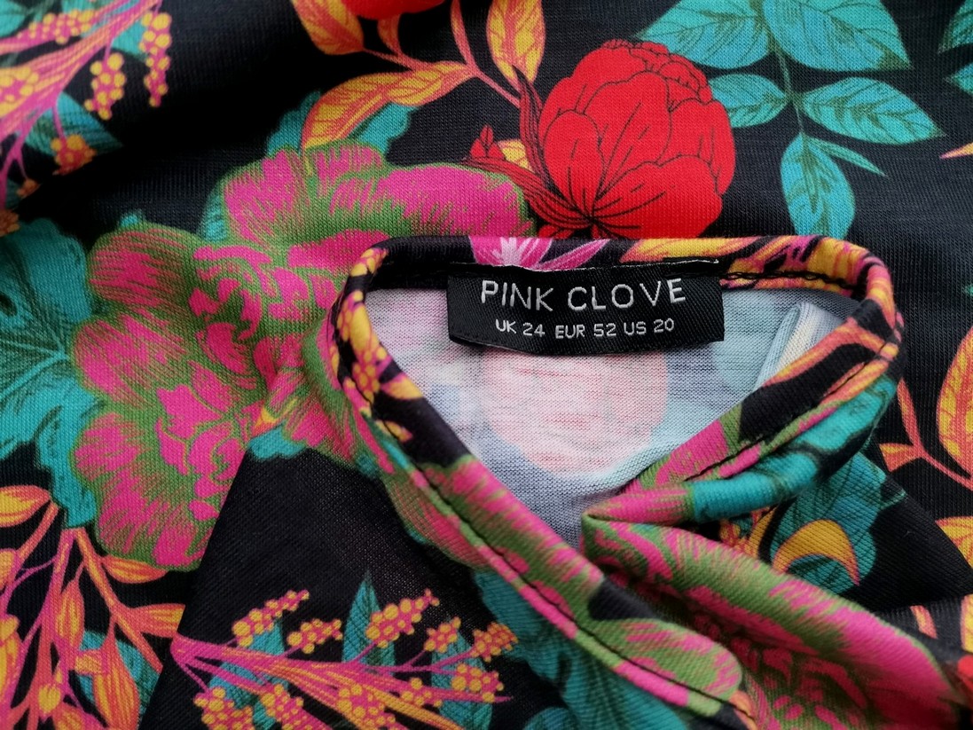 Pink clove Rozmiar 24 (52) Kolor Czarny W serek Tunika Bluzka Długi rękaw Pink clove Rozmiar 24 (52) Kolor Czarny W serek Tunika Bluzka Długi rękaw