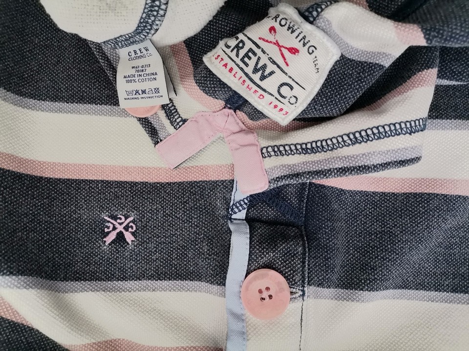 Crew Clothing Rozmiar 6 (34) Kolor Granatowy Pasy High Neck Bluzka Długi rękaw Materiał Bawełna 100%