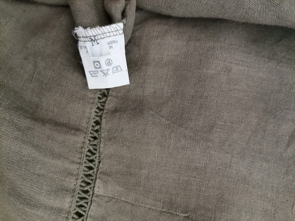 Italy Rozmiar M Kolor Khaki Kwadratowy dekolt Sukienka A-Line Bezrękawnik Do Kolan Materiał Len 100% Italy Rozmiar M Kolor Khaki Kwadratowy dekolt Sukienka A-Line Bezrękawnik Do Kolan Materiał Len 100%