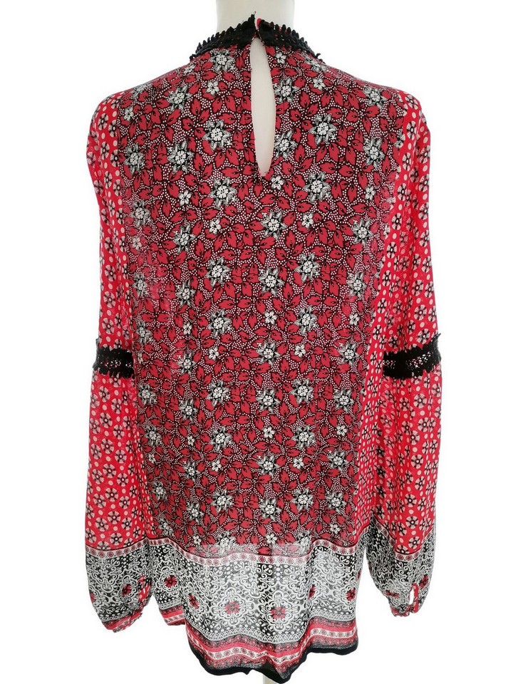 River island Rozmiar 18 (44) Kolor Czerwony Halter Tunika Bluzka Długi rękaw Materiał Wiskoza 100%