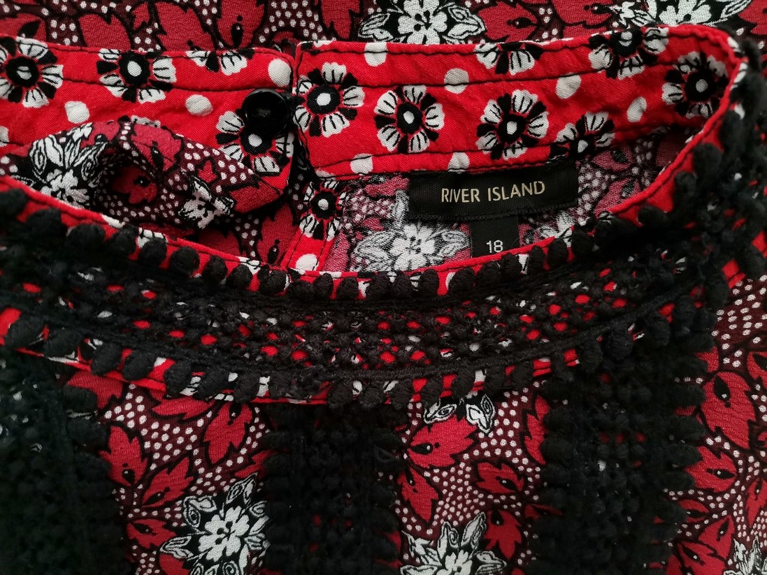 River island Rozmiar 18 (44) Kolor Czerwony Halter Tunika Bluzka Długi rękaw Materiał Wiskoza 100%