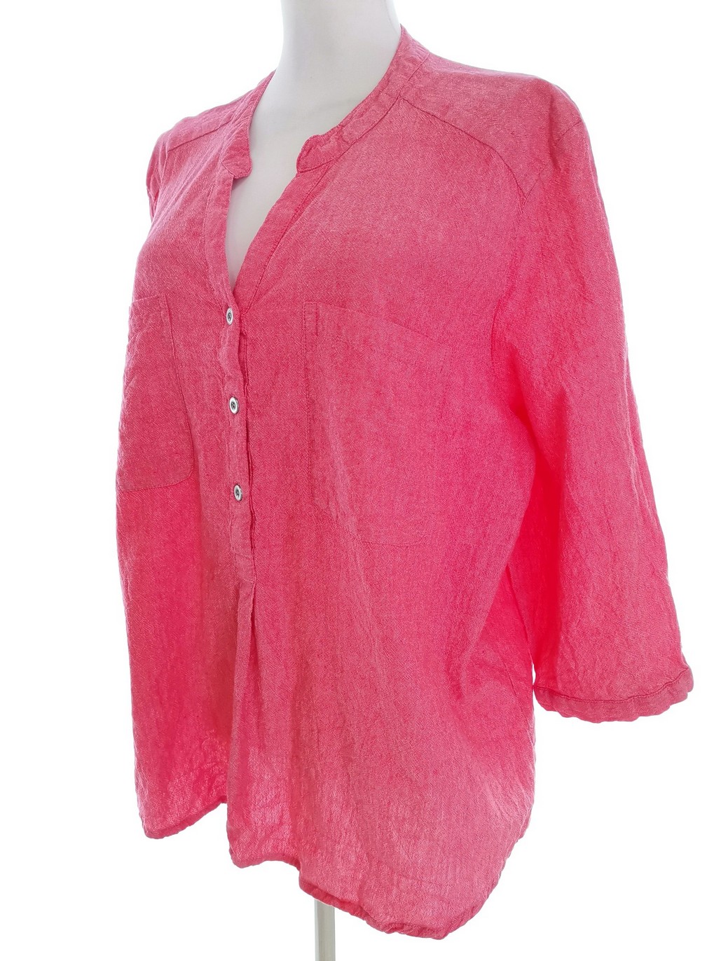 IMG_20220506_111557.jpg Isolde Rozmiar XXL Kolor Różowy Split Crew Neck Bluzka Popover Guziki Rękaw 3/4 Materiał Bawełna 100%