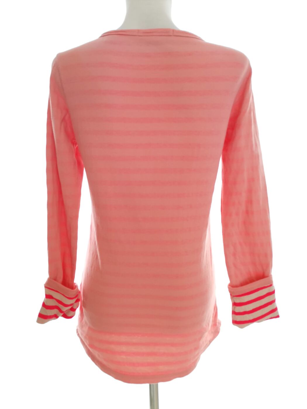 IMG_20220506_132059.jpg Maison scotch Rozmiar 1 (38) Kolor Różowy Pasy Okrągły dekolt Bluzka Popover Guziki Rękaw 3/4 Materiał Bawełna