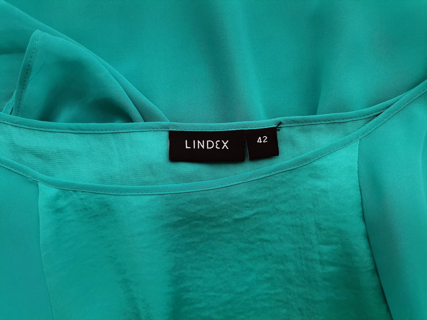 Lindex Rozmiar 42 Kolor Niebieski Okrągły dekolt Sukienka Sheath Długi rękaw Do Kolan