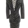 Express Rozmiar XS Kolor Czarny Crew Neck Sukienka Sweterkowa Rękaw 3/4 Do Kolan Materiał Rayon
