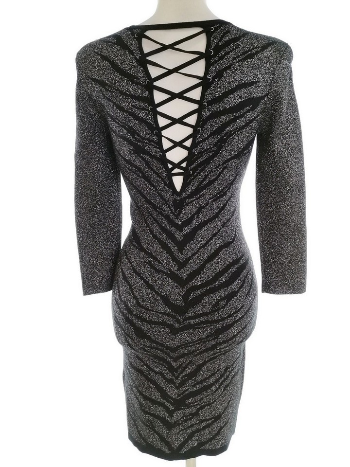 Express Rozmiar XS Kolor Czarny Crew Neck Sukienka Sweterkowa Rękaw 3/4 Do Kolan Materiał Rayon