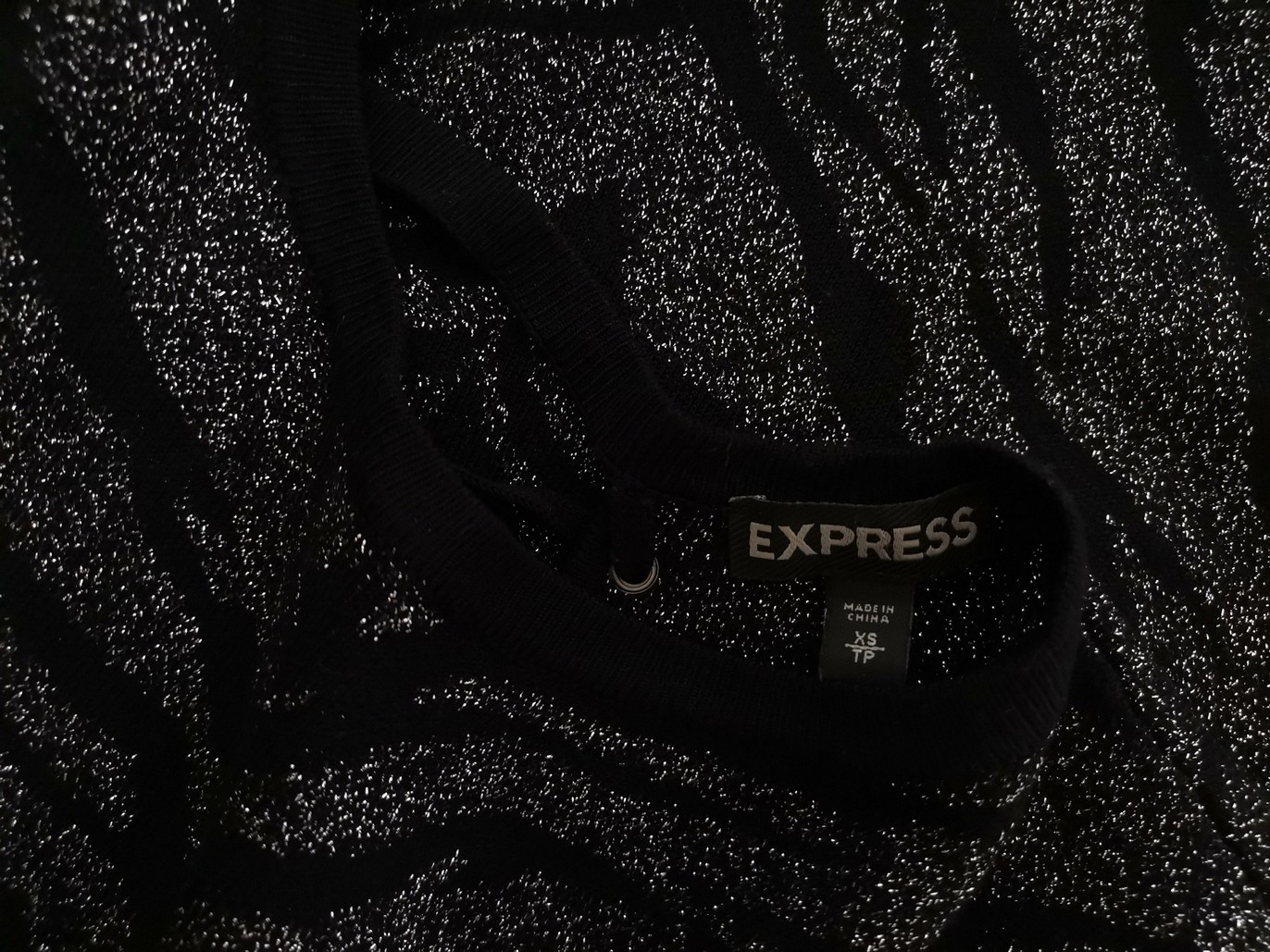 Express Rozmiar XS Kolor Czarny Crew Neck Sukienka Sweterkowa Rękaw 3/4 Do Kolan Materiał Rayon