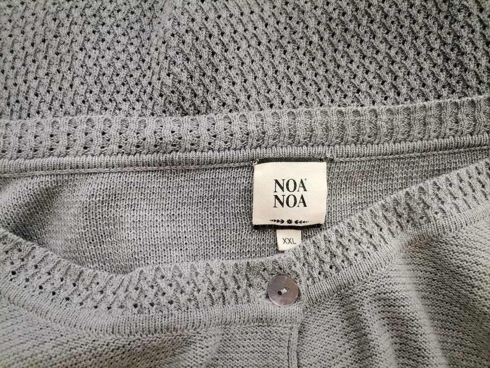 IMG_20220510_142554.jpg Noa noa Rozmiar XXL Kolor Szary Okrągły dekolt Długi Zapinany Kardigan Długi rękaw Materiał Bawełna 100% Cienka dzianina
