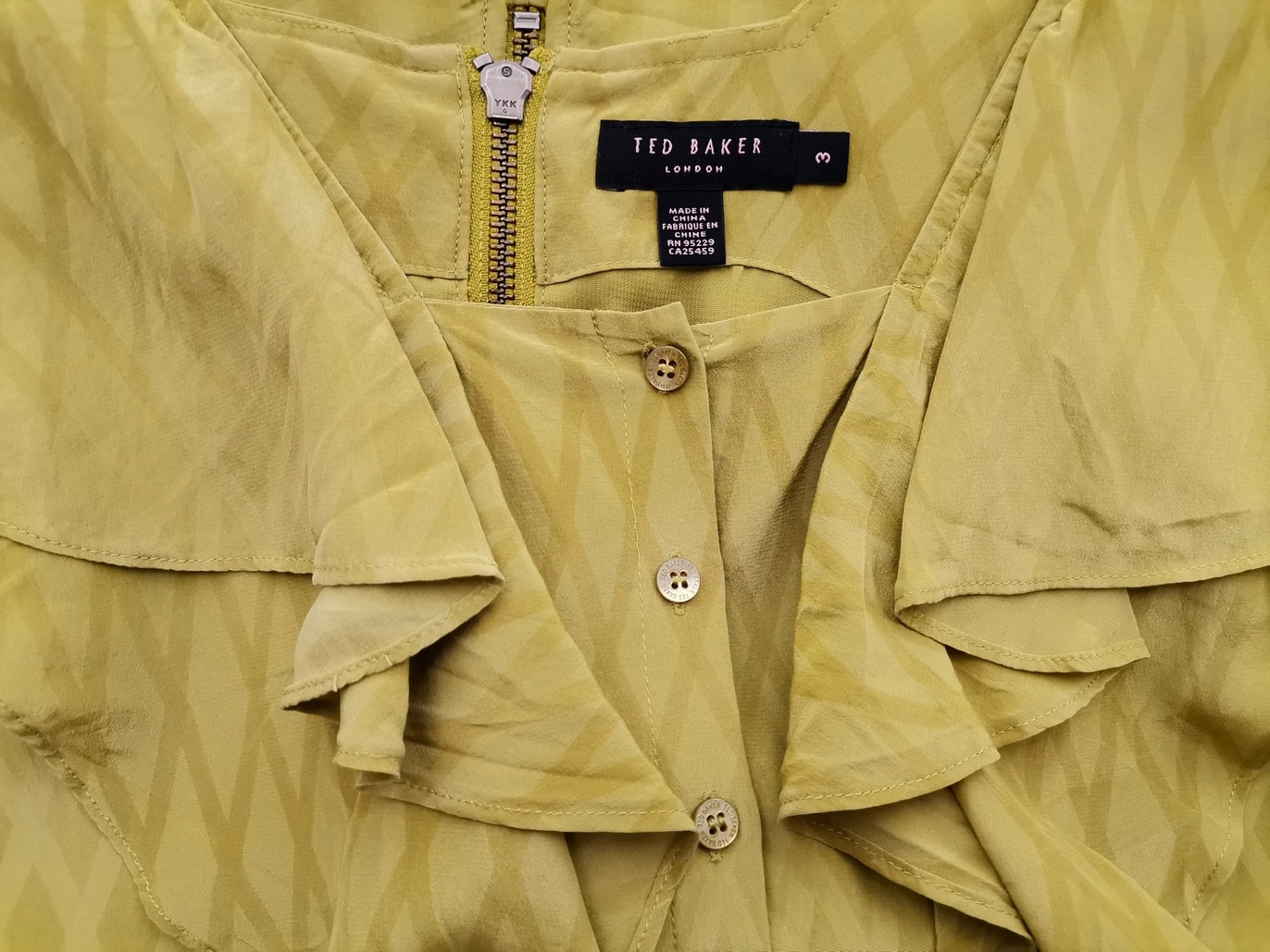 Ted Baker Rozmiar 3 (40) Kolor Zielony Romby Kwadratowy dekolt Tunika Popover Bluzka Bezrękawnik Materiał Jedwab 100% Ted Baker Rozmiar 3 (40) Kolor Zielony Romby Kwadratowy dekolt Tunika Popover Bluzka Bezrękawnik Materiał Jedwab 100%