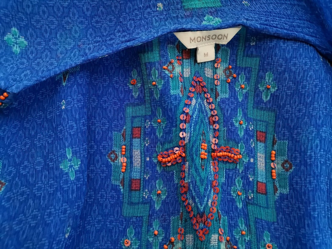 Monsoon Rozmiar M Kolor Niebieski W serek Tunika Bluzka Krótki rękaw Materiał Wiskoza 100% Monsoon Rozmiar M Kolor Niebieski W serek Tunika Bluzka Krótki rękaw Materiał Wiskoza 100%