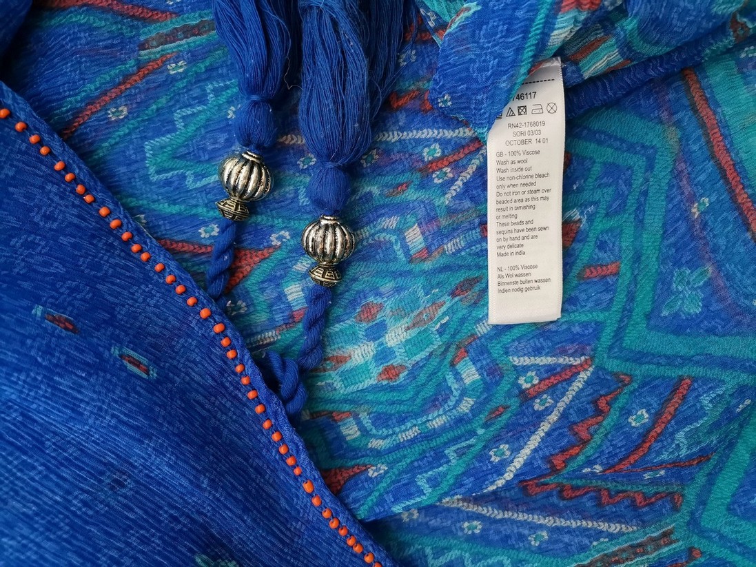 Monsoon Rozmiar M Kolor Niebieski W serek Tunika Bluzka Krótki rękaw Materiał Wiskoza 100% Monsoon Rozmiar M Kolor Niebieski W serek Tunika Bluzka Krótki rękaw Materiał Wiskoza 100%