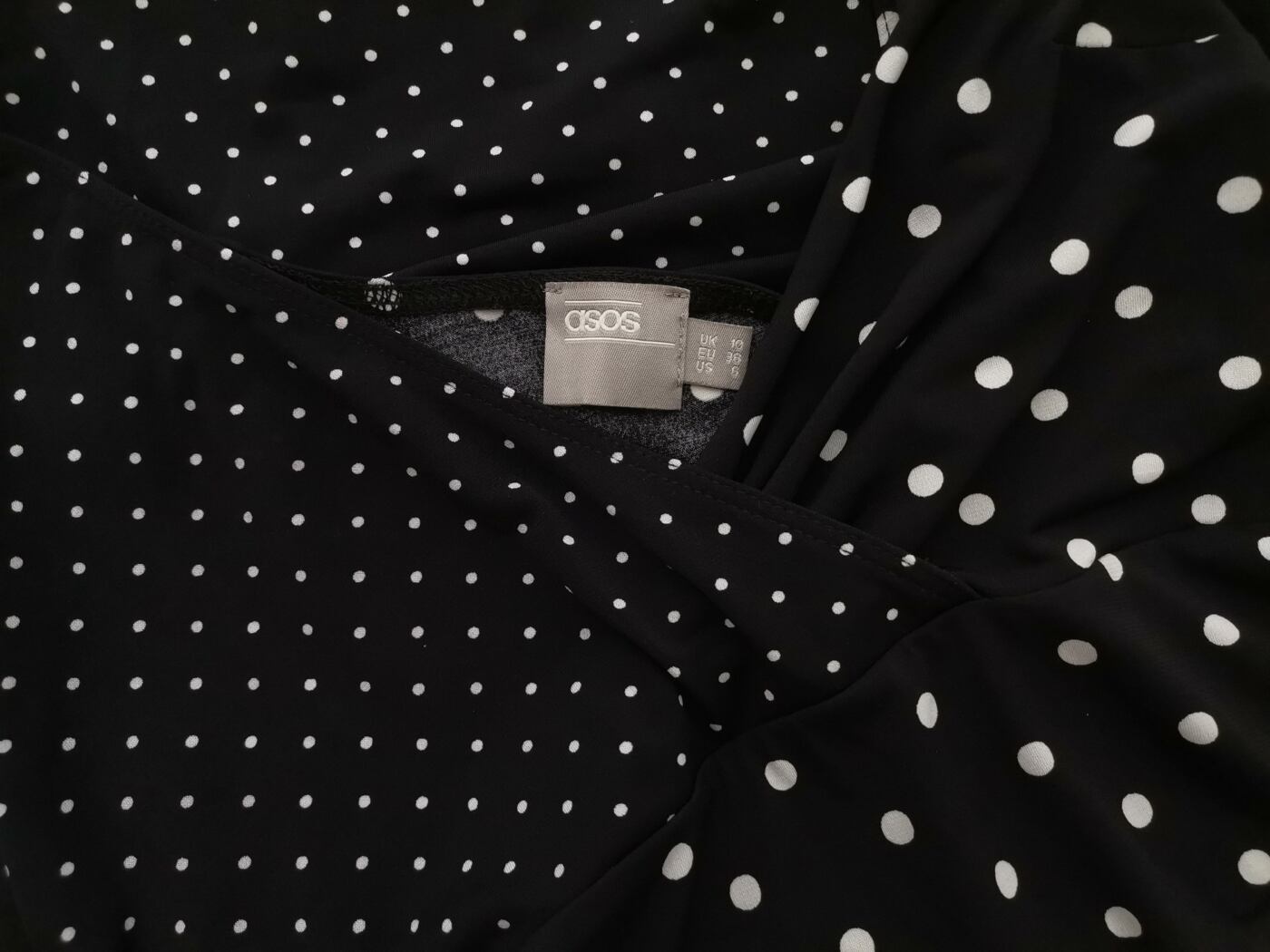 ASOS Rozmiar 10 (38) Kolor Czarny Grochy W serek Sukienka Maxi Krótki rękaw Długa ASOS Rozmiar 10 (38) Kolor Czarny Grochy W serek Sukienka Maxi Krótki rękaw Długa