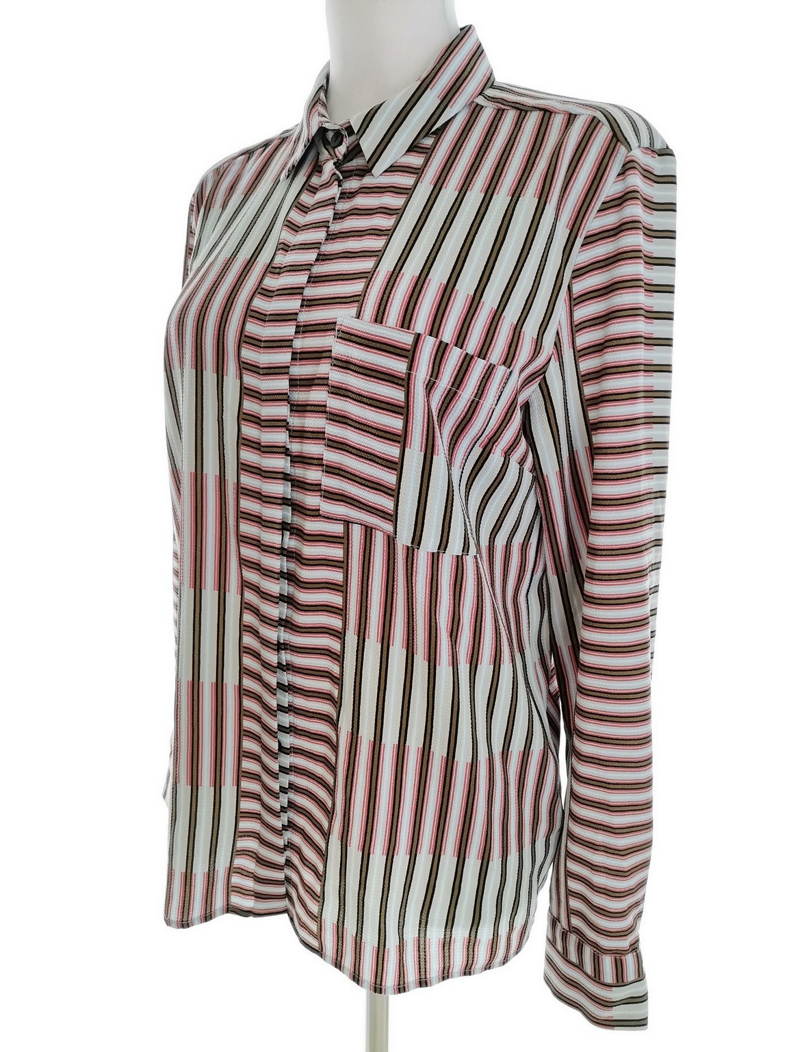 IMG_20220512_122305.jpg Topshop Rozmiar 40 Kolor Niebieski Pasy Kołnierz Koszula Zapinana Bluzka Długi rękaw