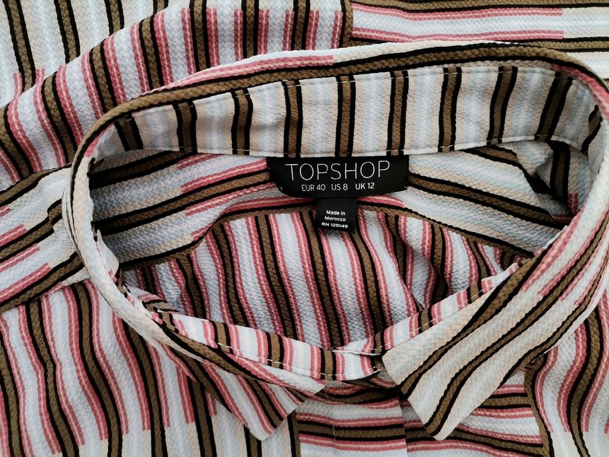 IMG_20220512_122327.jpg Topshop Rozmiar 40 Kolor Niebieski Pasy Kołnierz Koszula Zapinana Bluzka Długi rękaw