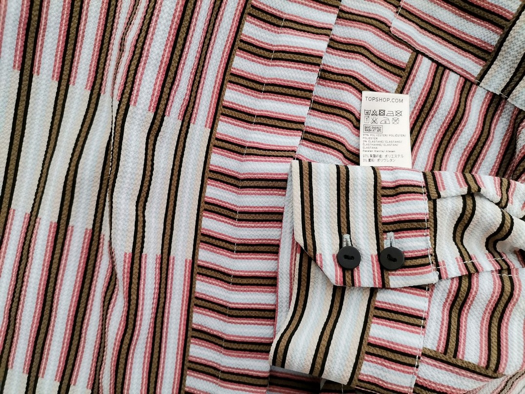 IMG_20220512_122355.jpg Topshop Rozmiar 40 Kolor Niebieski Pasy Kołnierz Koszula Zapinana Bluzka Długi rękaw