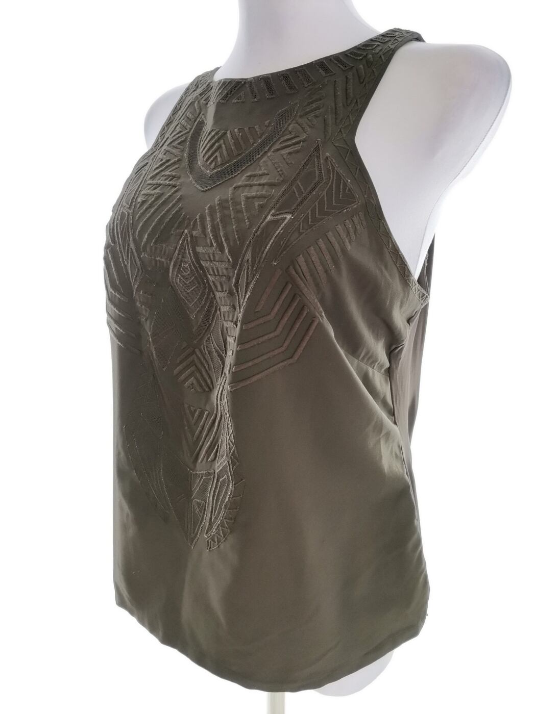IMG_20220512_131215.jpg Karen MILLEN Rozmiar 12 (40) Kolor Khaki Crew Neck Bluzka Bezrękawnik