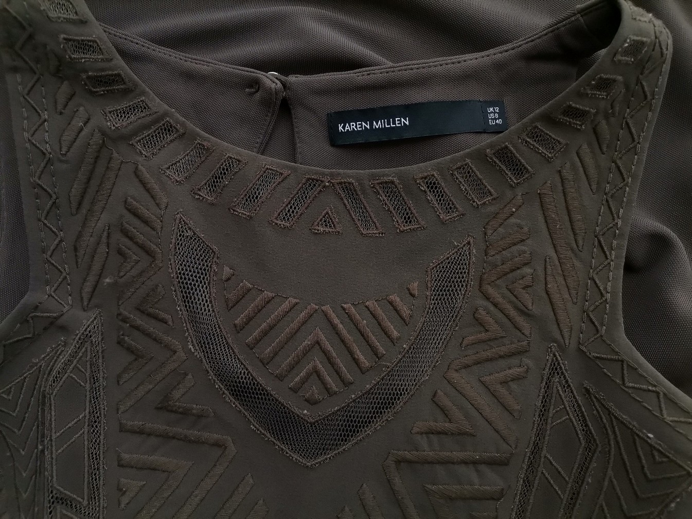IMG_20220512_131239.jpg Karen MILLEN Rozmiar 12 (40) Kolor Khaki Crew Neck Bluzka Bezrękawnik