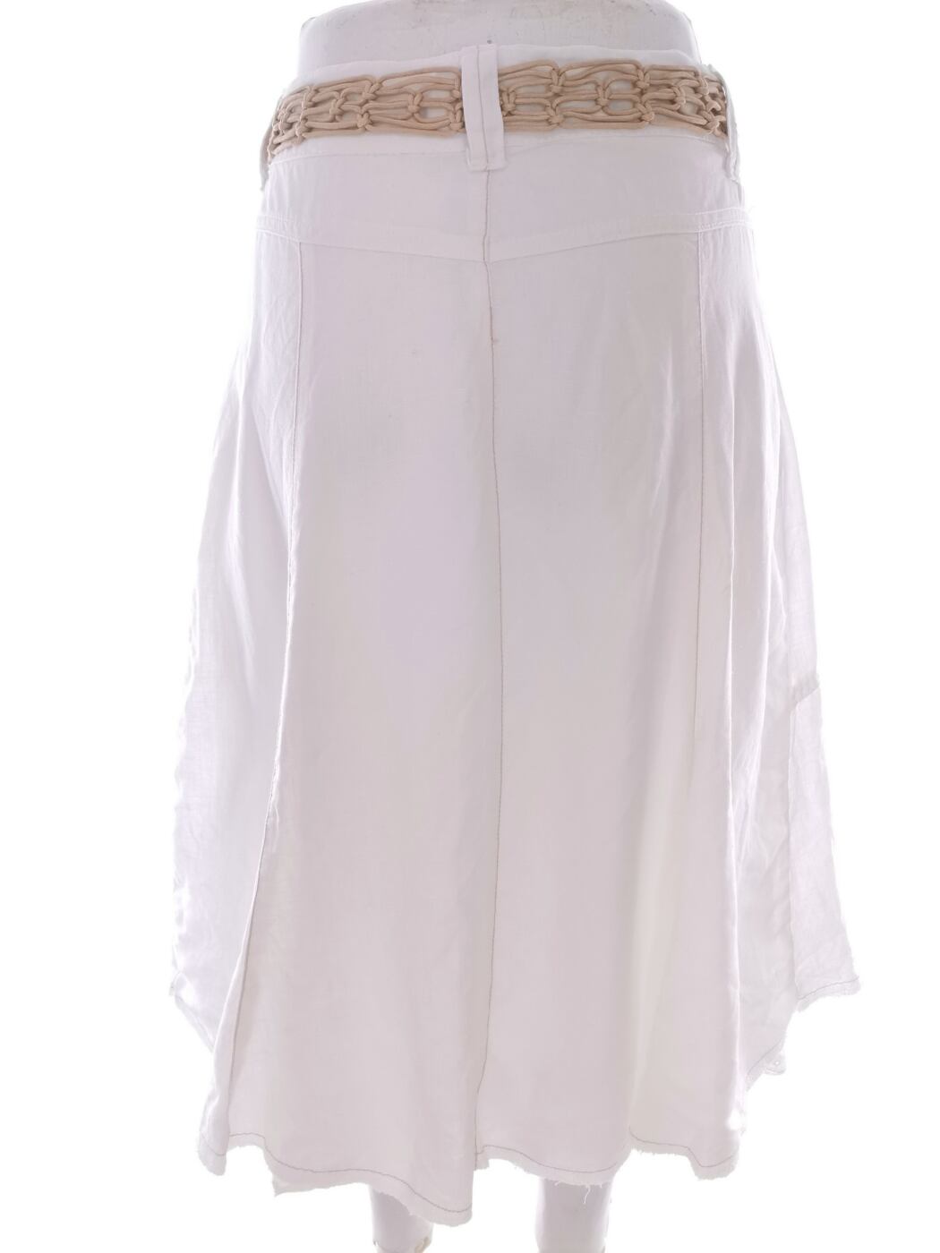 Life Love Fashion Rozmiar 10 (38) Kolor Biały A-Line Spódnica Midi Materiał Len 100%