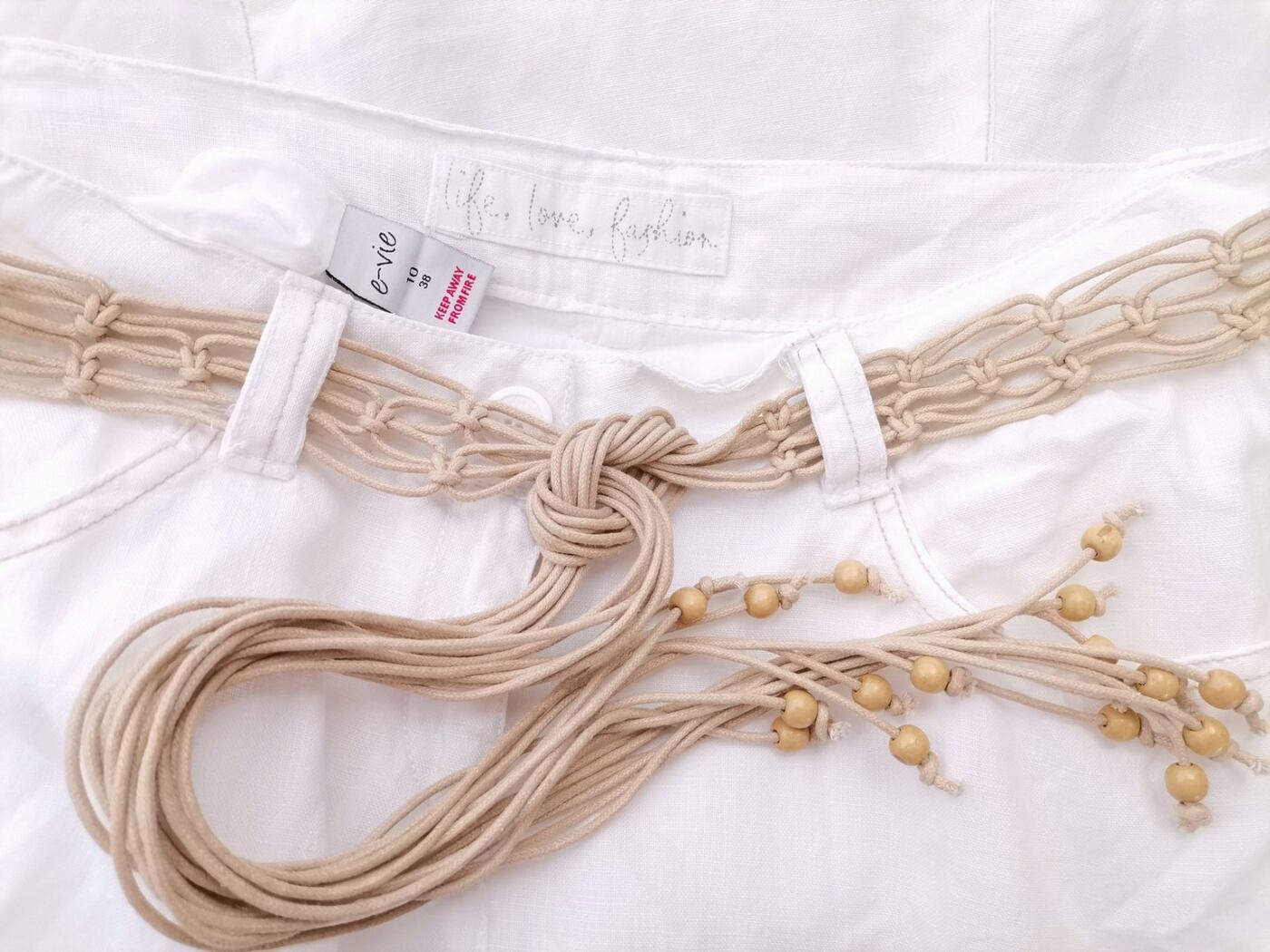 Life Love Fashion Rozmiar 10 (38) Kolor Biały A-Line Spódnica Midi Materiał Len 100%