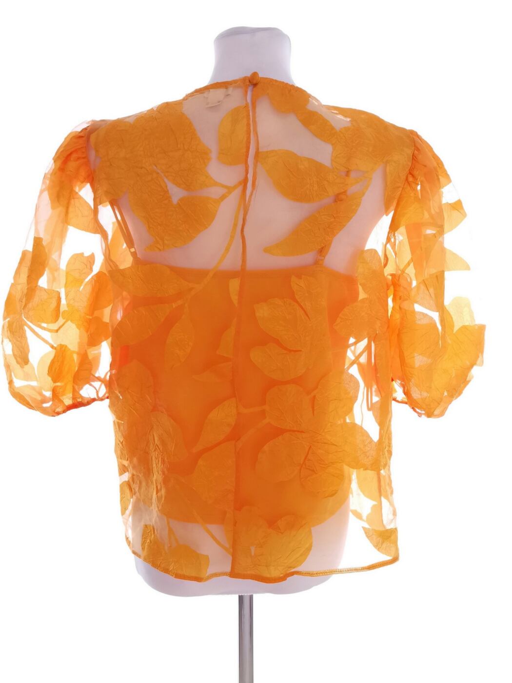 River island Rozmiar 10 (36) Kolor Żółty Roślinny Liście Crew Neck Bluzka Krótki rękaw Materiał Wiskoza