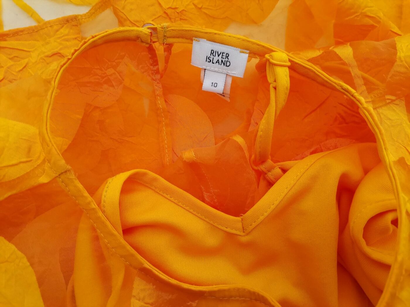 River island Rozmiar 10 (36) Kolor Żółty Roślinny Liście Crew Neck Bluzka Krótki rękaw Materiał Wiskoza