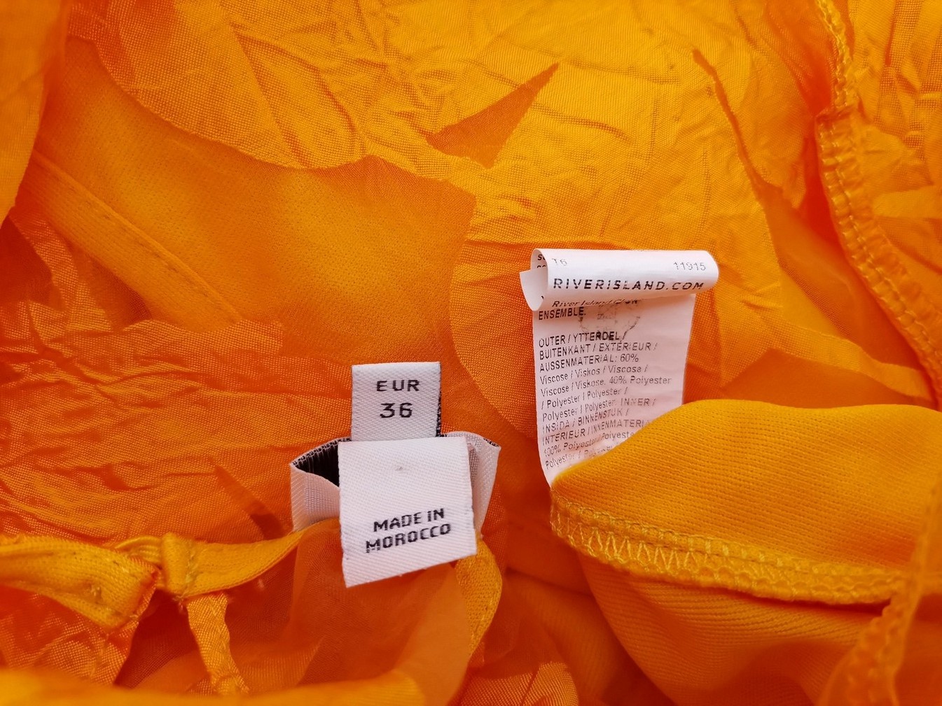 River island Rozmiar 10 (36) Kolor Żółty Roślinny Liście Crew Neck Bluzka Krótki rękaw Materiał Wiskoza