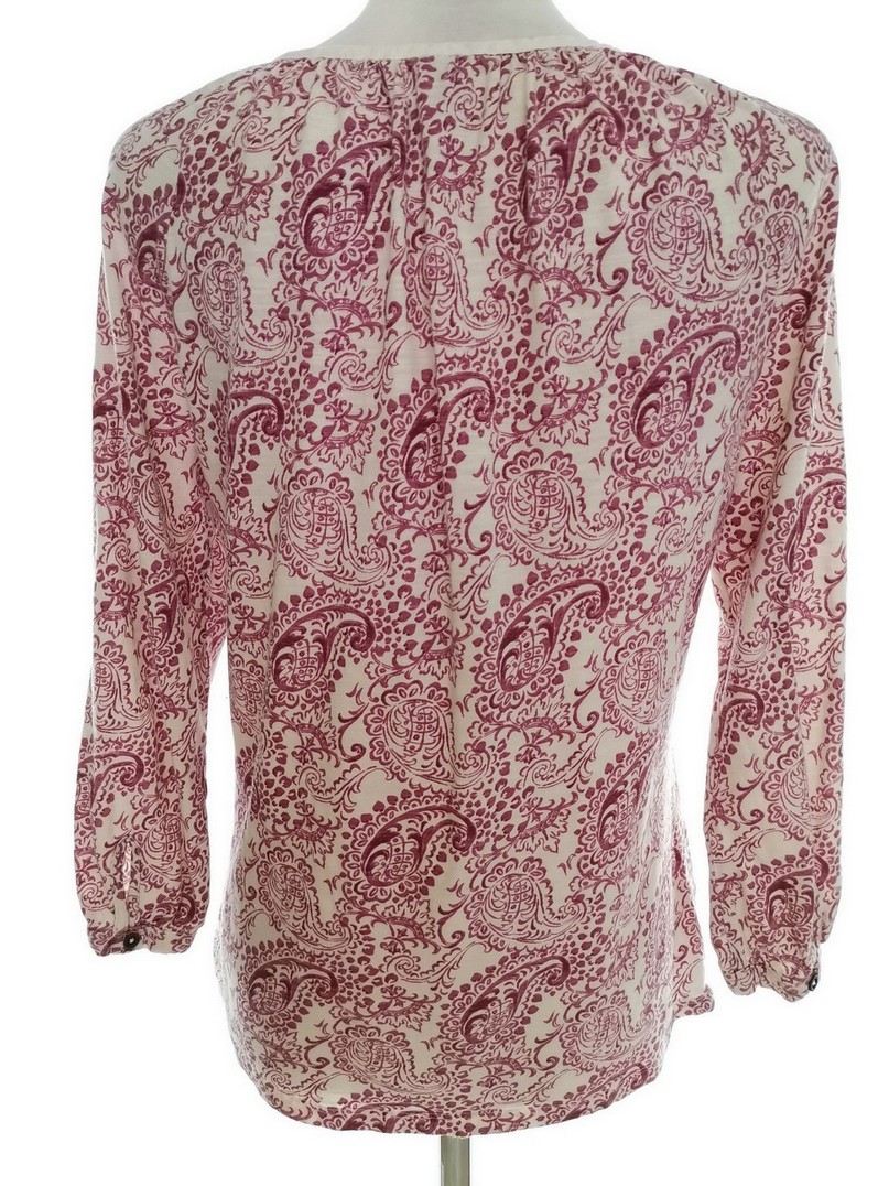 IMG_20220513_141939.jpg Falmer Heritage Rozmiar 10 (38) Kolor Różowy Paisley Keyhole Crew Neck Bluzka Rękaw 3/4 Materiał Bawełna 100%