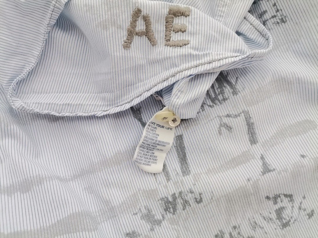 IMG_20220516_112859.jpg American Eagle Rozmiar L Kolor Niebieski Kołnierz Męska Koszula Casual Długi rękaw Materiał Bawełna 100%