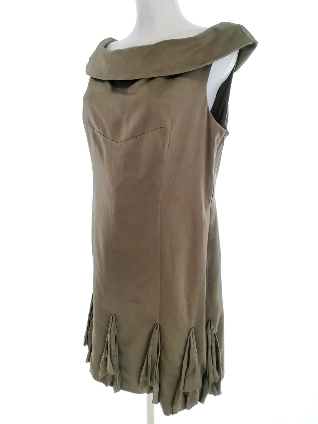 Karen MILLEN Rozmiar 16 (44) Kolor Khaki W łódkę Sukienka Ołówkowa Krótki rękaw Do Kolan Materiał Jedwab Karen MILLEN Rozmiar 16 (44) Kolor Khaki W łódkę Sukienka Ołówkowa Krótki rękaw Do Kolan Materiał Jedwab